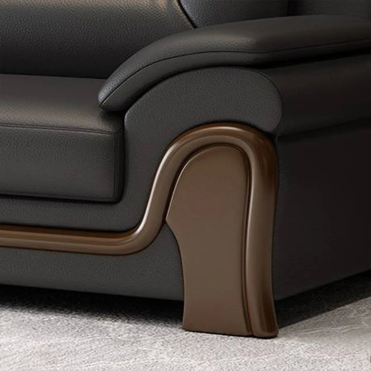 Black Scratch Resistant Faux Leather Reception Sofa Image - 12