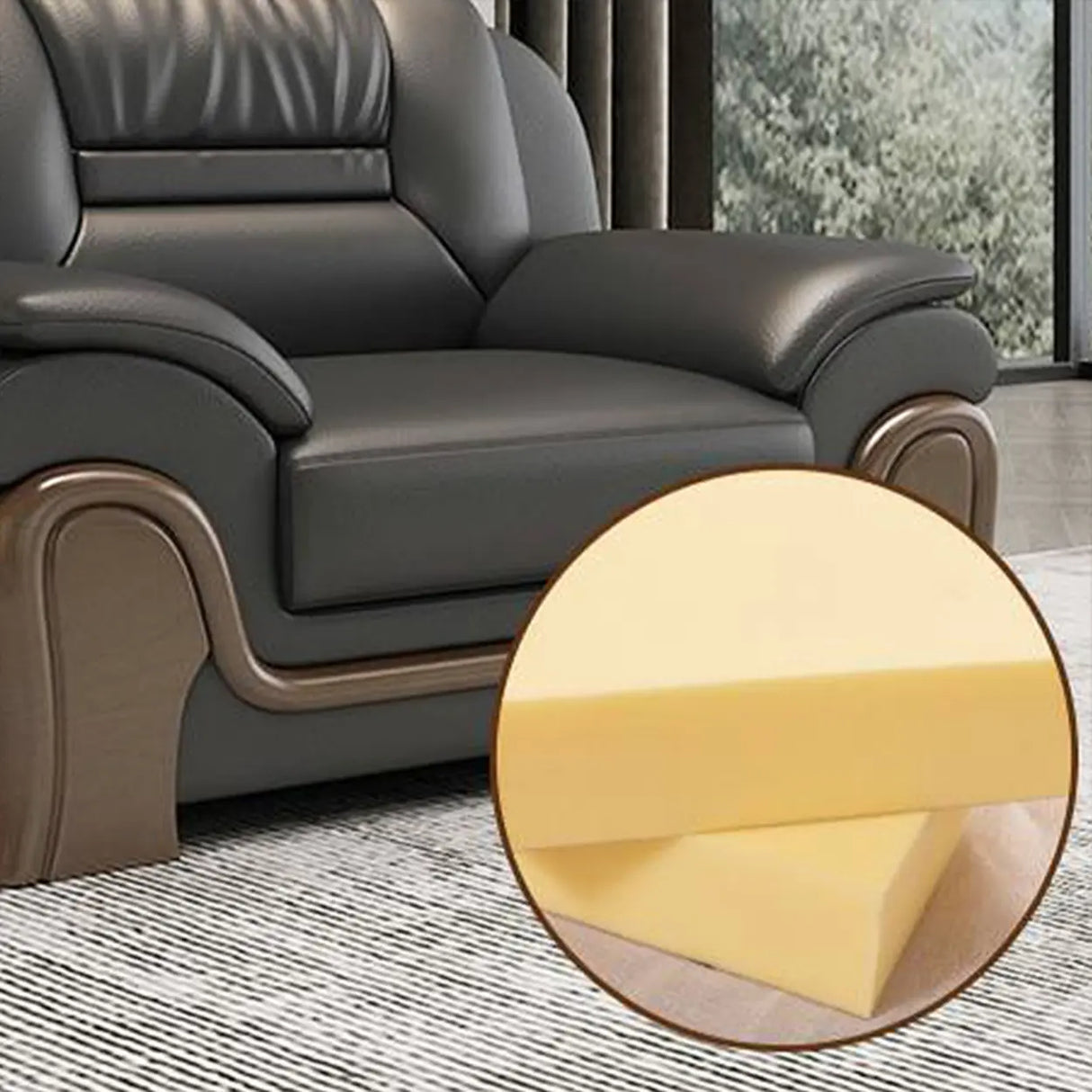 Black Scratch Resistant Faux Leather Reception Sofa Image - 13
