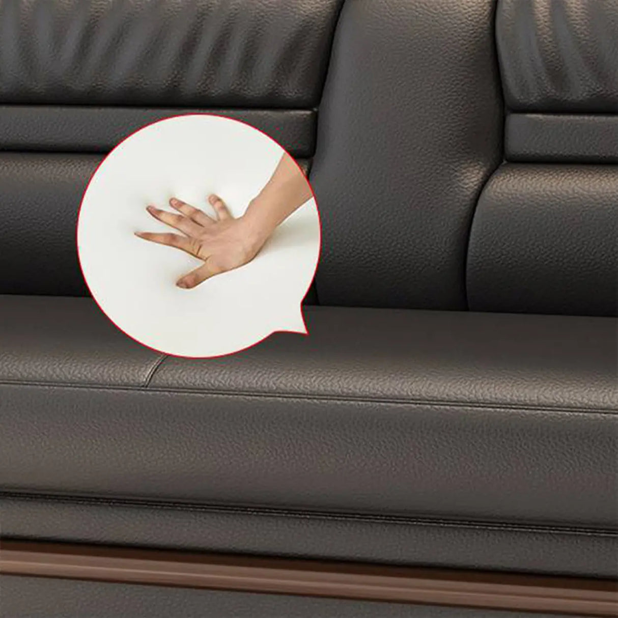 Black Scratch Resistant Faux Leather Reception Sofa Image - 14