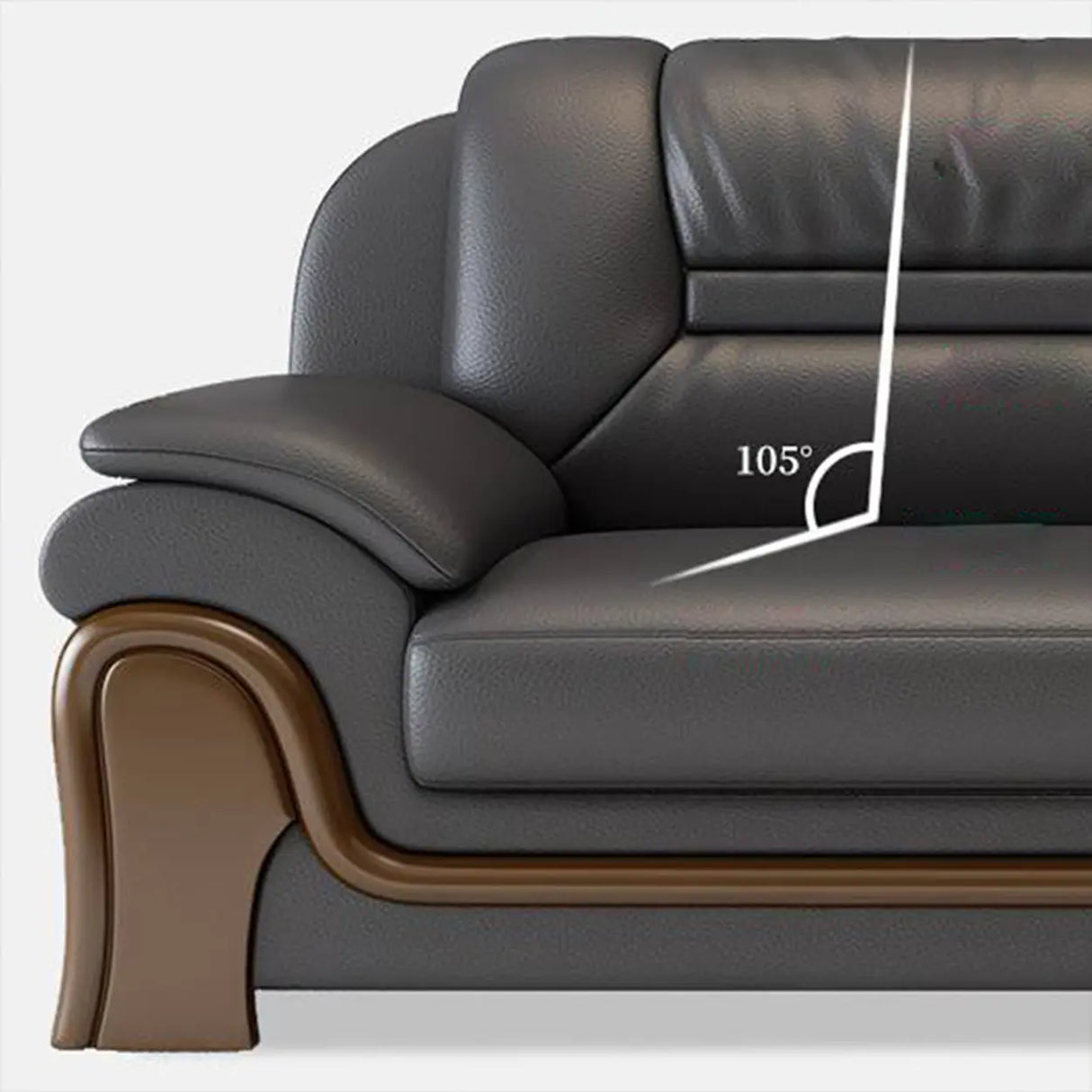 Black Scratch Resistant Faux Leather Reception Sofa Image - 15
