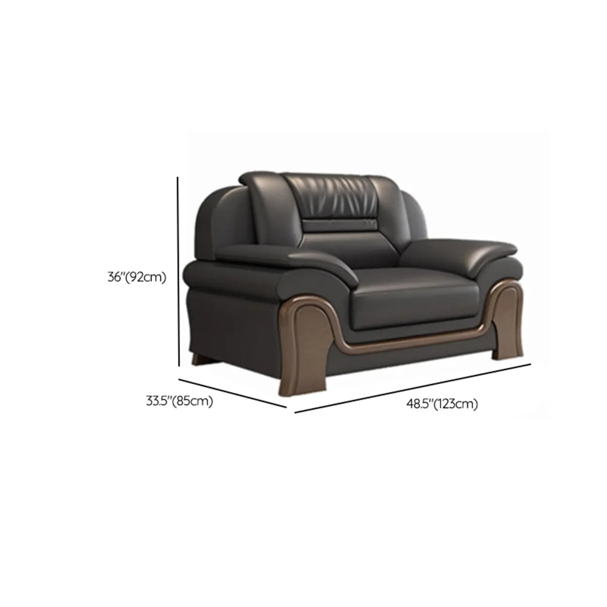 Black Scratch Resistant Faux Leather Reception Sofa 