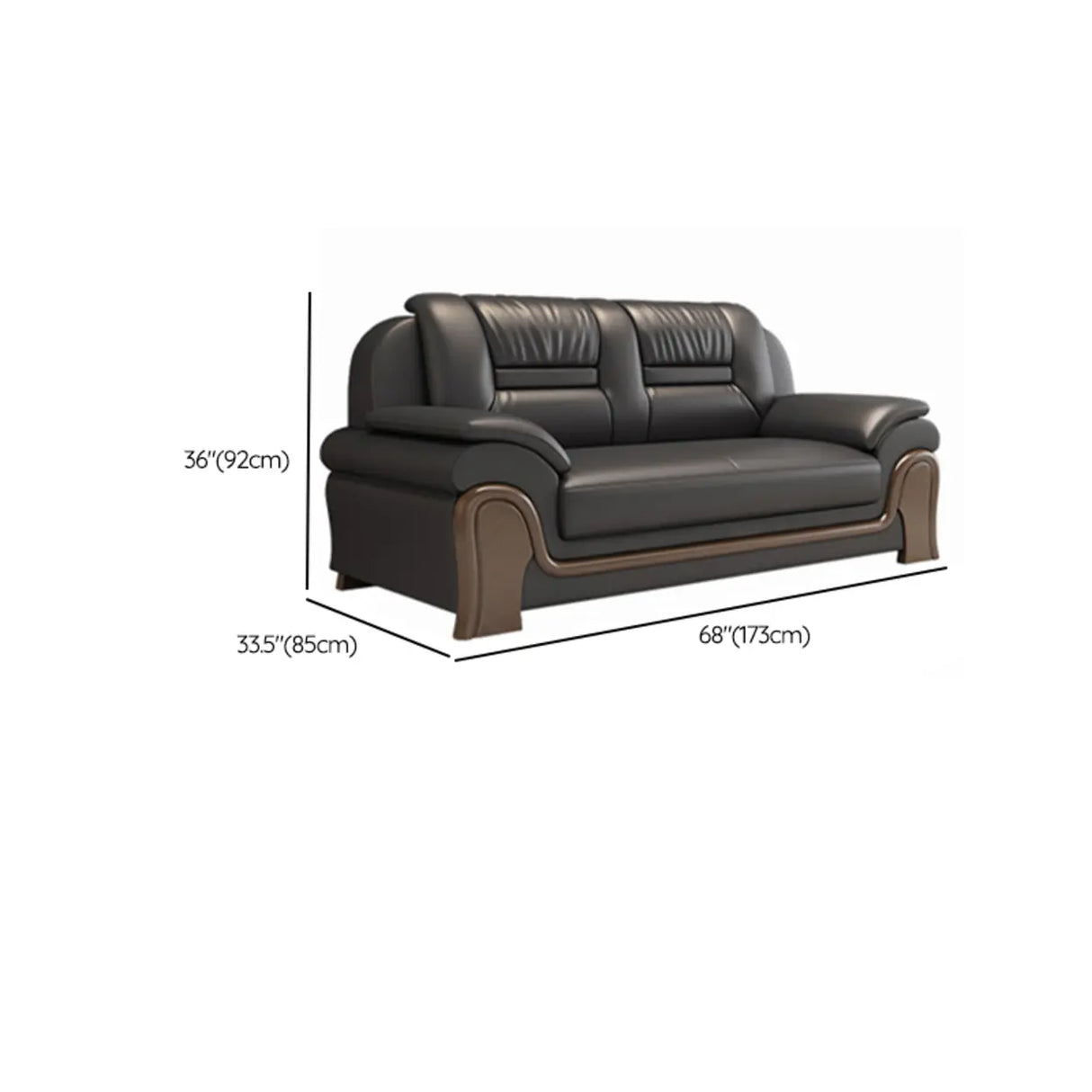 Black Scratch Resistant Faux Leather Reception Sofa Image - 17