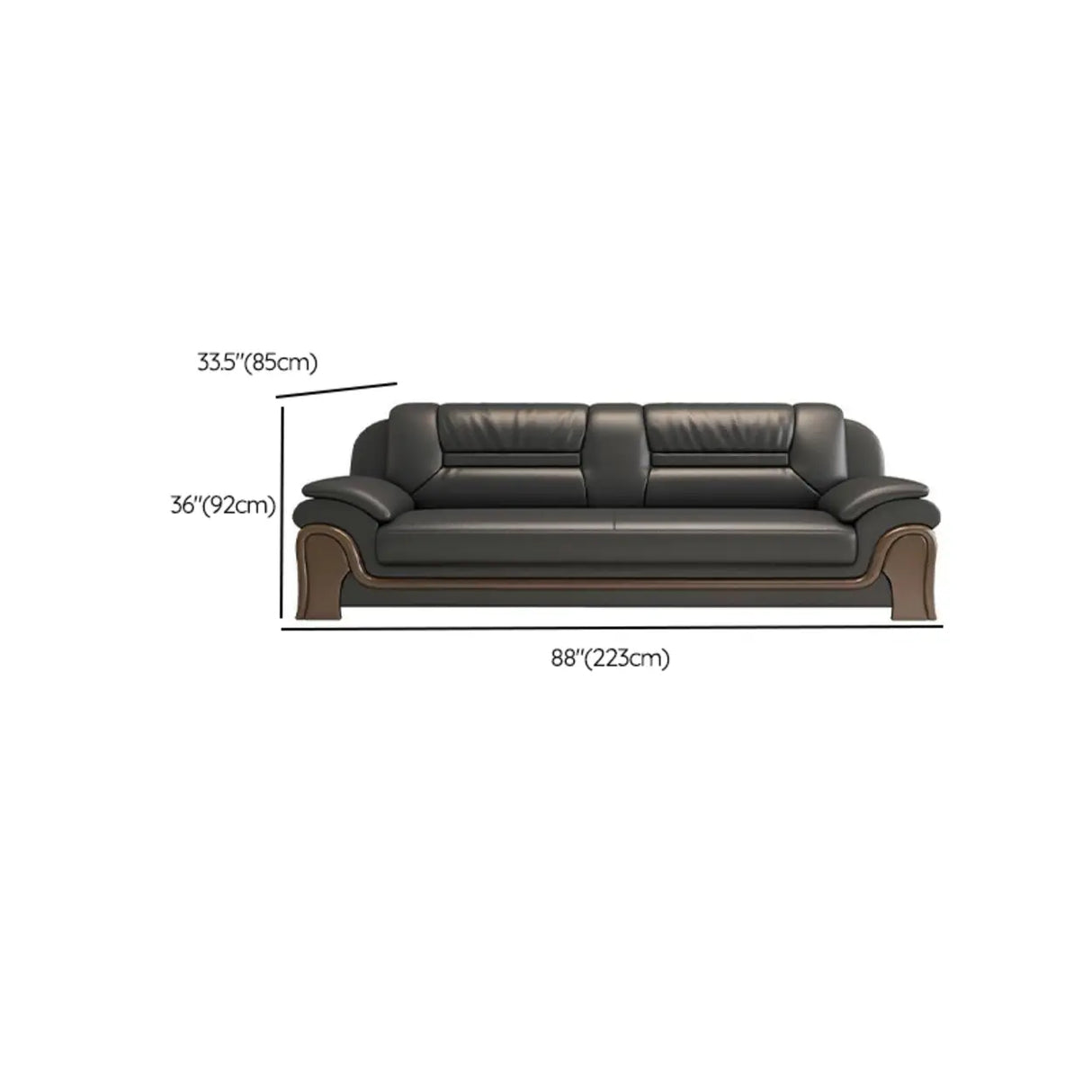 Black Scratch Resistant Faux Leather Reception Sofa Image - 18