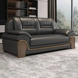 Black Scratch Resistant Faux Leather Reception Sofa Image - 2