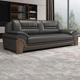 Black Scratch Resistant Faux Leather Reception Sofa Image - 5