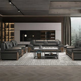 Black Scratch Resistant Faux Leather Reception Sofa Image - 8