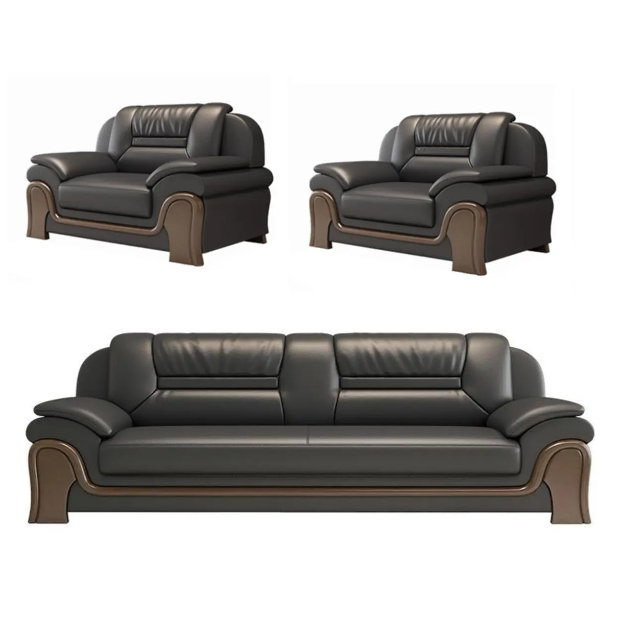 Black Scratch Resistant Faux Leather Reception Sofa Image - 9