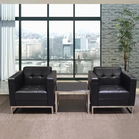 Black Scratch Resistant Faux Leather Single Sofa Image - 2