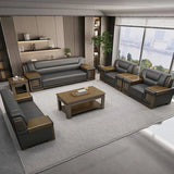 Black Scratch Resistant Faux Leather Sofa Seating Group Image - 1