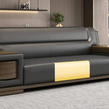 Black Scratch Resistant Faux Leather Sofa Seating Group Image - 10