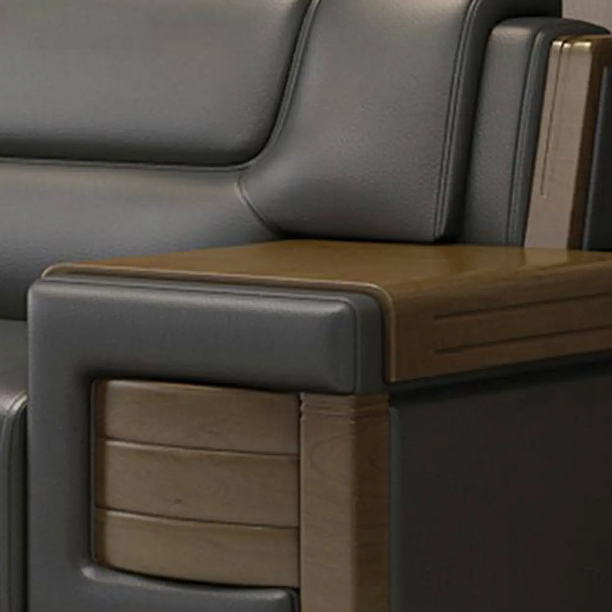 Black Scratch Resistant Faux Leather Sofa Seating Group Image - 11