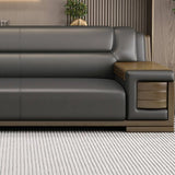 Black Scratch Resistant Faux Leather Sofa Seating Group Image - 12