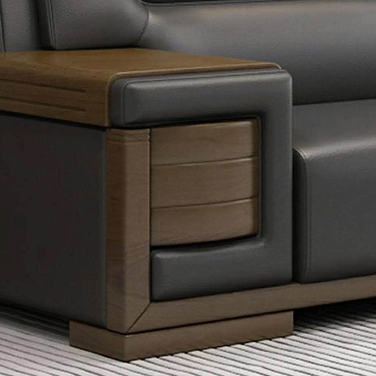 Black Scratch Resistant Faux Leather Sofa Seating Group Image - 13