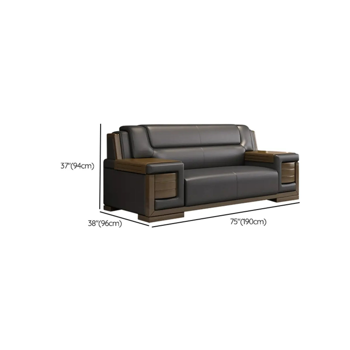 Black Scratch Resistant Faux Leather Sofa Seating Group Image - 16