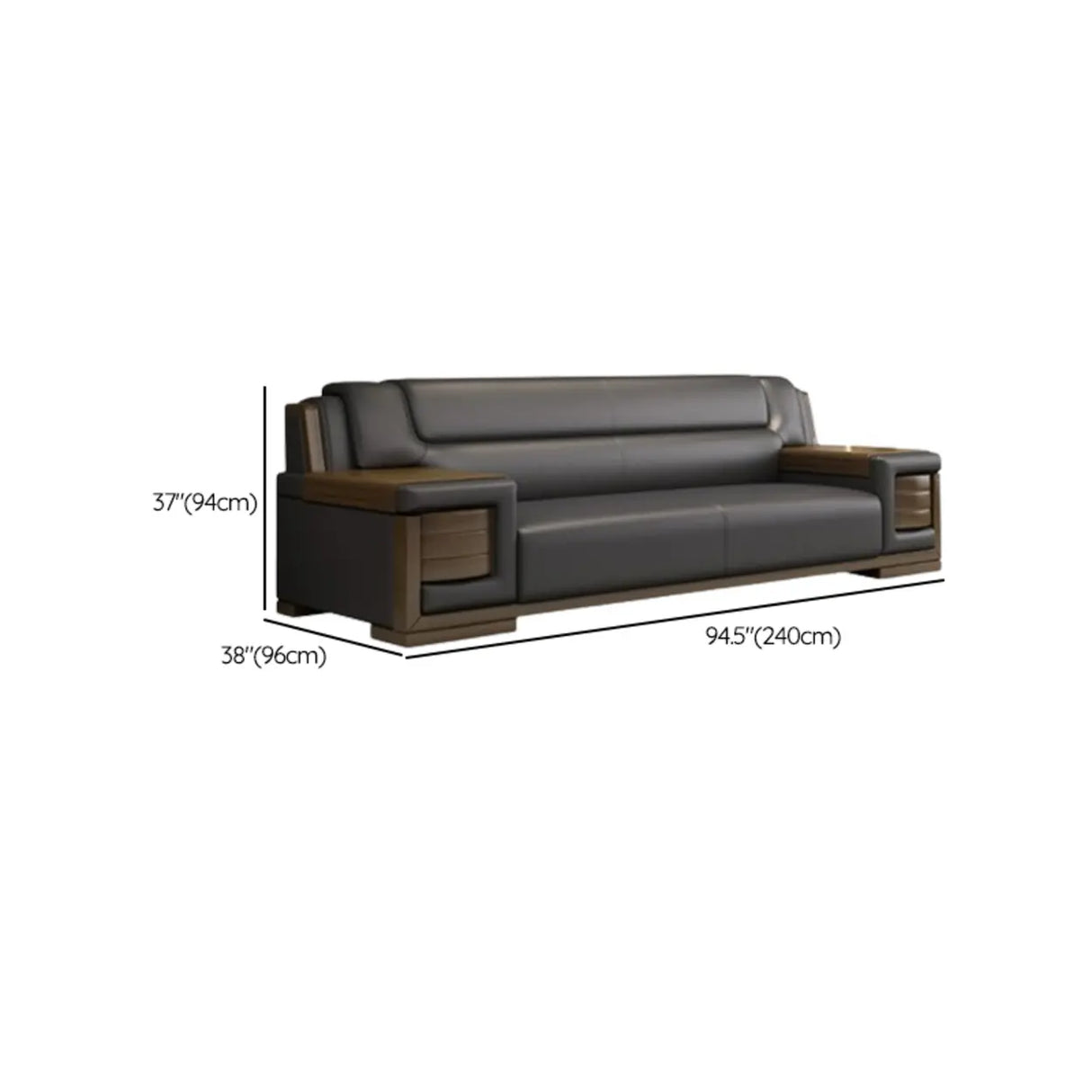Black Scratch Resistant Faux Leather Sofa Seating Group Image - 17