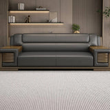 Black Scratch Resistant Faux Leather Sofa Seating Group Image - 4