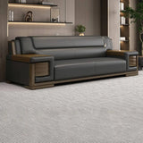 Black Scratch Resistant Faux Leather Sofa Seating Group Image - 5