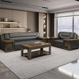 Black Scratch Resistant Faux Leather Sofa Seating Group Image - 6