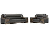 Black Scratch Resistant Faux Leather Sofa Seating Group Image - 9