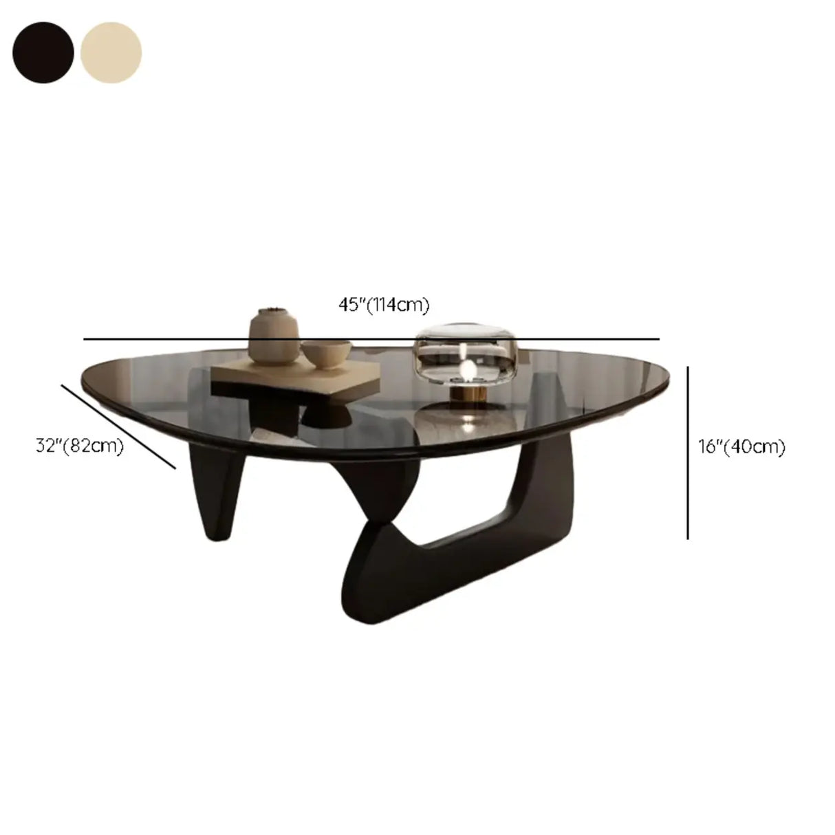 Black Scratch Resistant Glass Triangle Coffee Table Image - 13