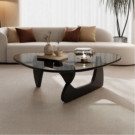 Black Scratch Resistant Glass Triangle Coffee Table Image - 1