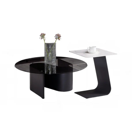 Black Scratch Resistant Glass Triangle Coffee Table Image - 2