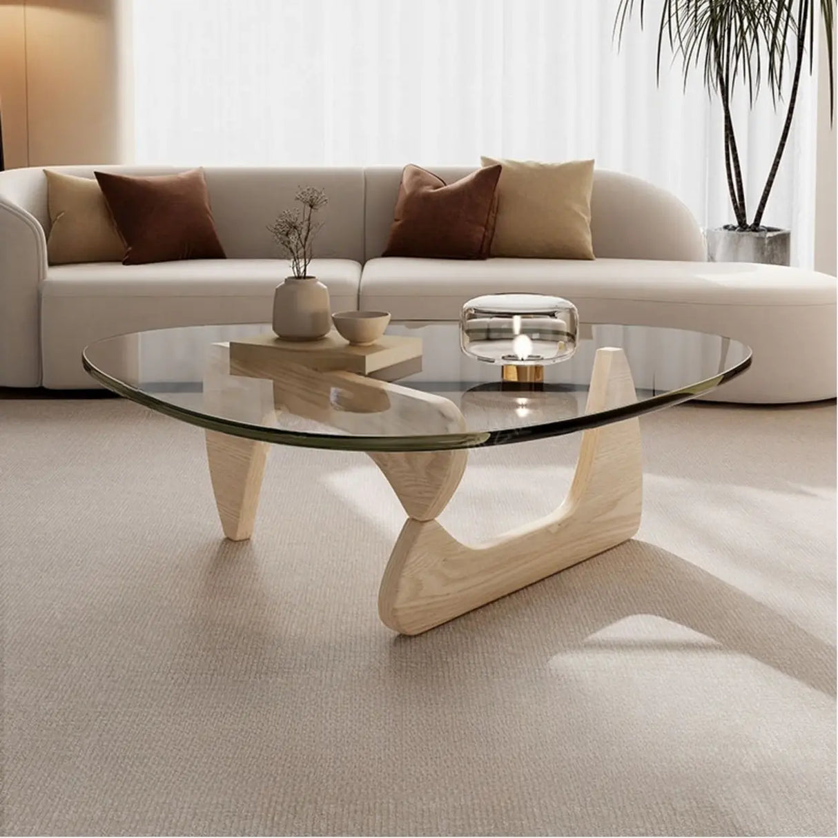 Black Scratch Resistant Glass Triangle Coffee Table Image - 4
