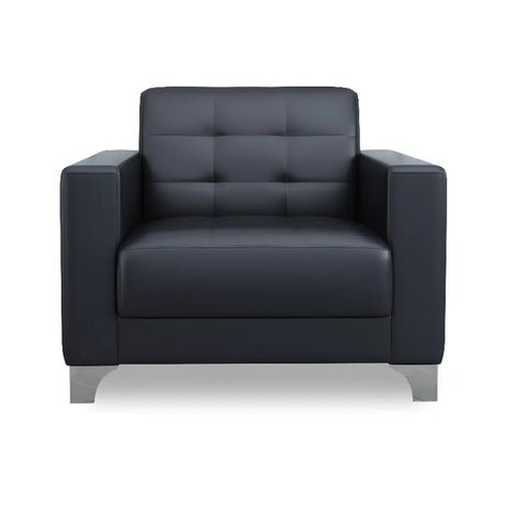 Black Scratch Resistant Leather Office Reception Sofa Image - 2