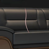 Black Scratch Resistant Leather Reception Sofa with Arm Image - 13