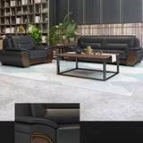 Black Scratch Resistant Leather Reception Sofa with Arm Image - 14
