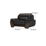 Black Scratch Resistant Leather Reception Sofa with Arm #size