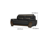 Black Scratch Resistant Leather Reception Sofa with Arm Image - 17