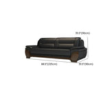Black Scratch Resistant Leather Reception Sofa with Arm Image - 18