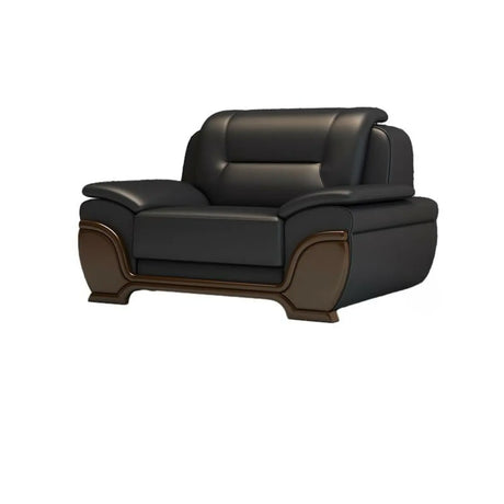Black Scratch Resistant Leather Reception Sofa with Arm Image - 2