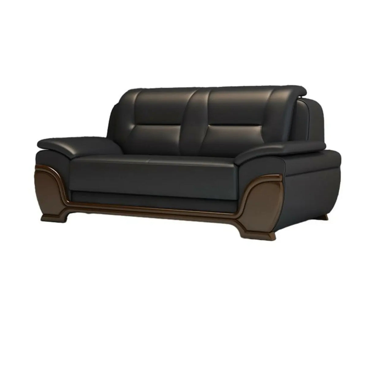 Black Scratch Resistant Leather Reception Sofa with Arm Image - 3