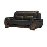 Black Scratch Resistant Leather Reception Sofa with Arm Image - 3