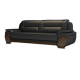 Black Scratch Resistant Leather Reception Sofa with Arm Image - 5