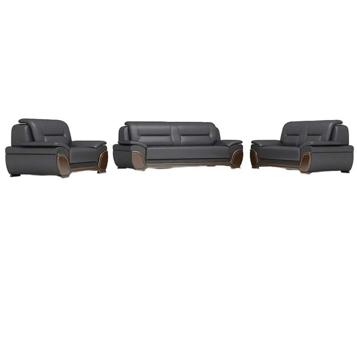 Black Scratch Resistant Leather Reception Sofa with Arm Image - 9