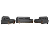 Black Scratch Resistant Leather Reception Sofa with Arm Image - 9