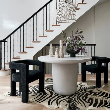 Black Sherpa Fabric Fixed Back Four Legs Arm Chair Image - 1