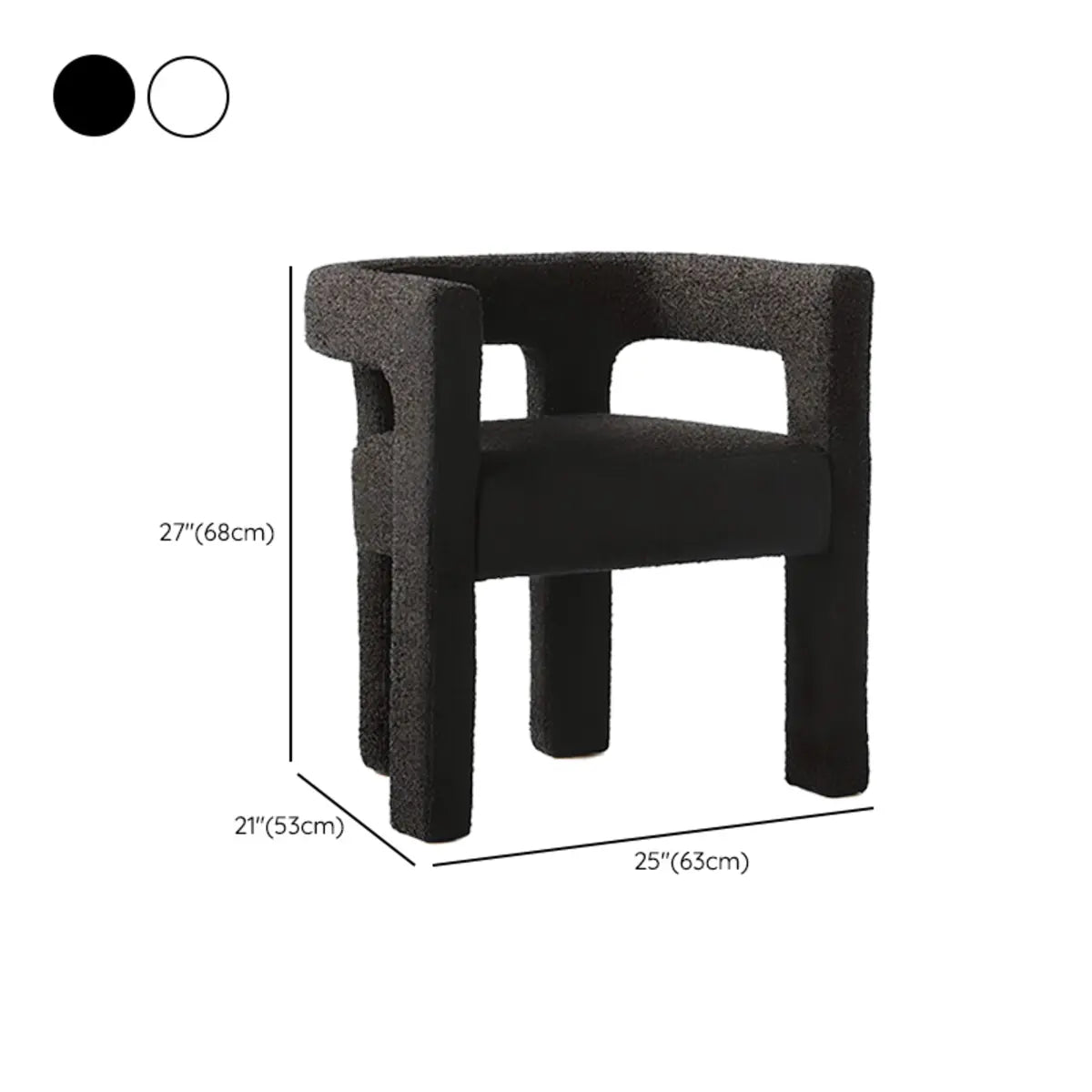 Black Sherpa Fabric Fixed Back Four Legs Arm Chair 
