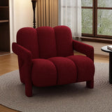 Black Sherpa Sewn Pillow Back Wood Frame Arm Chair Image - 13
