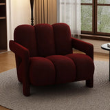 Black Sherpa Sewn Pillow Back Wood Frame Arm Chair Image - 5