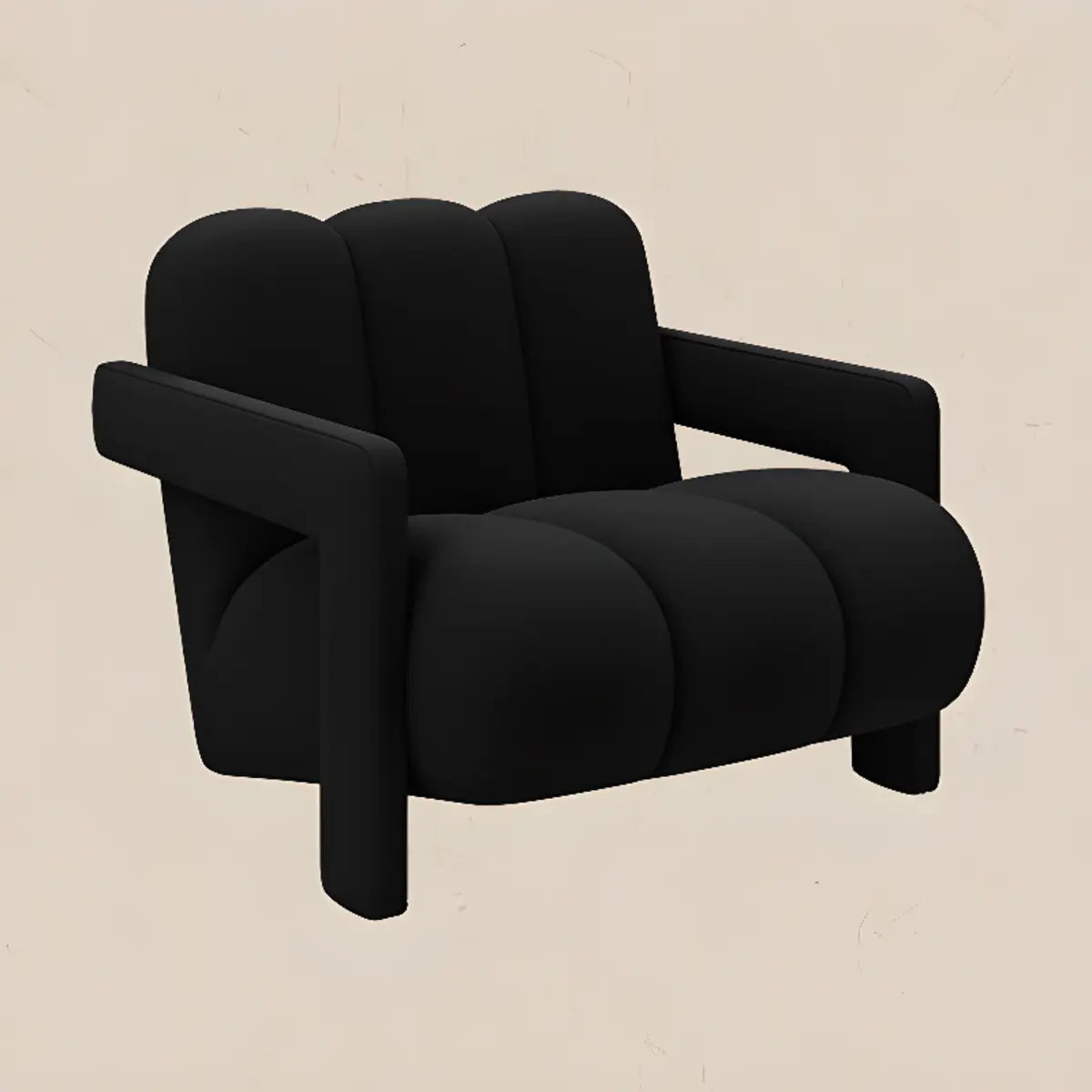 Black Sherpa Sewn Pillow Back Wood Frame Arm Chair Image - 6