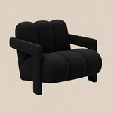 Black Sherpa Sewn Pillow Back Wood Frame Arm Chair Image - 6