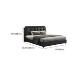 Black Sleigh Leather Upholstered Panel Bed with Mattress Image - 12