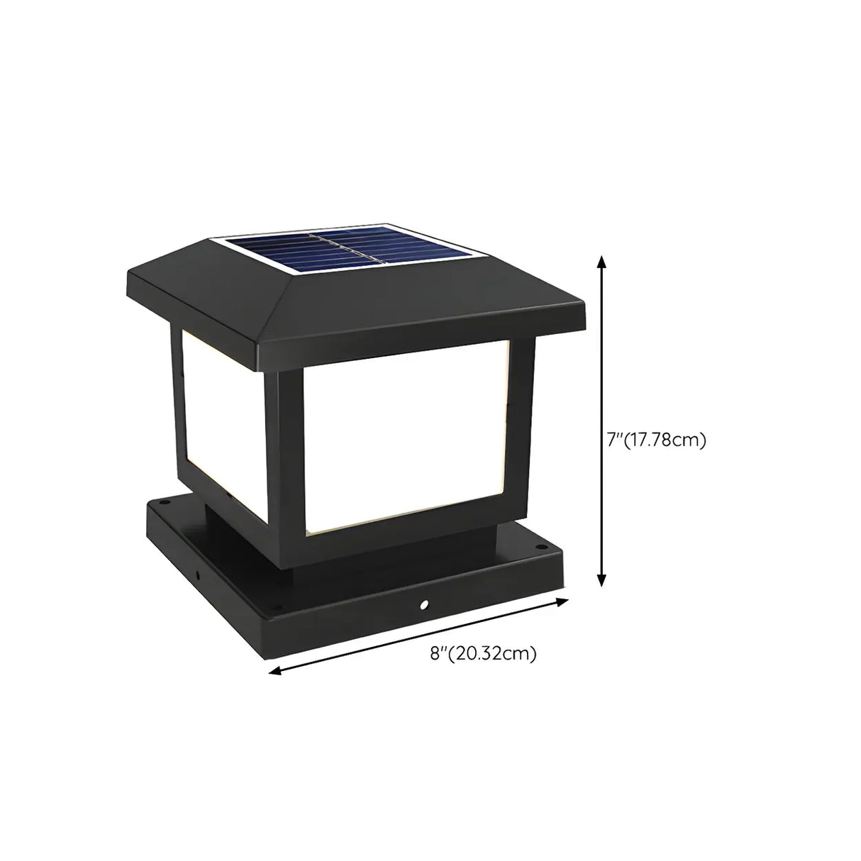 Black Solar Cube Metal Outdoor Waterproof Column Light Image - 22