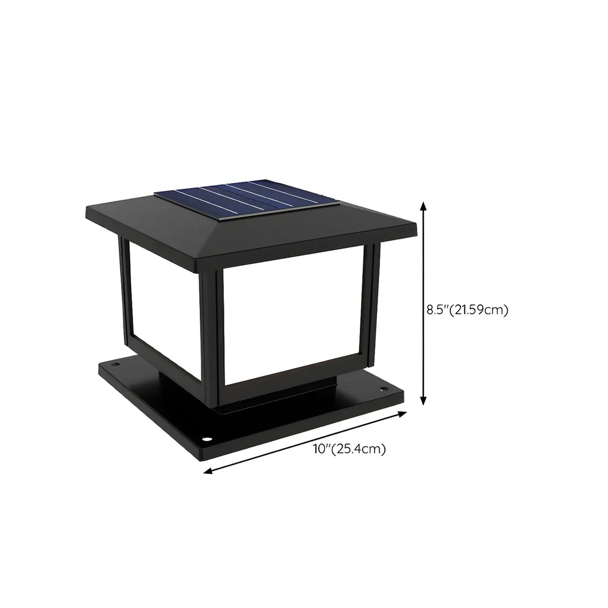 Black Solar Cube Metal Outdoor Waterproof Column Light Image - 23