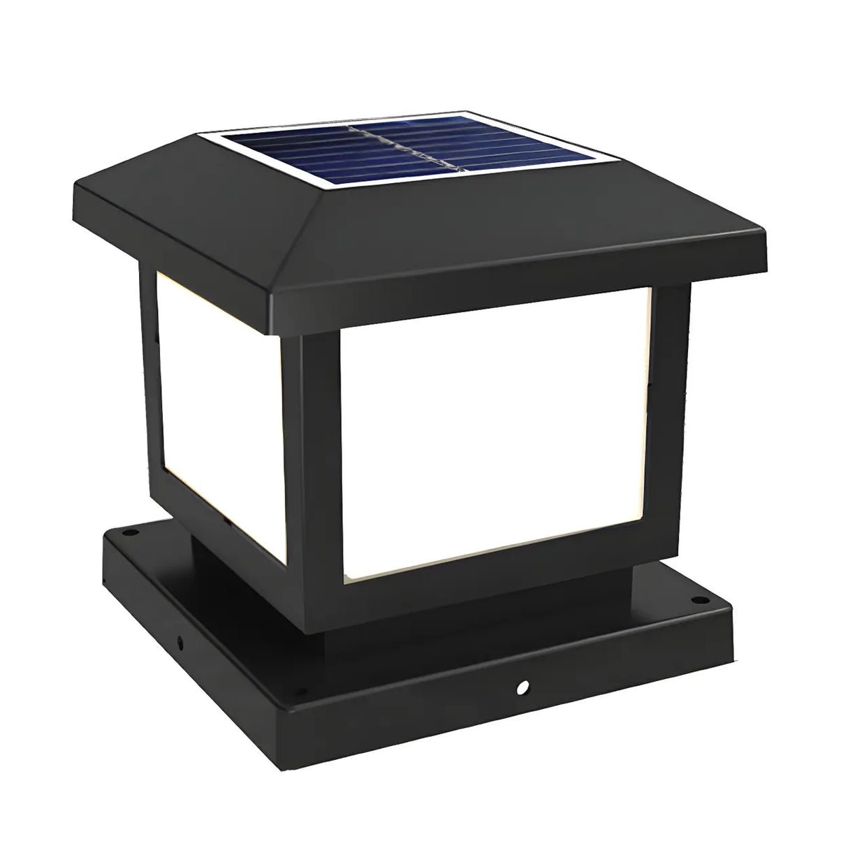 Black Solar Cube Metal Outdoor Waterproof Column Light Image - 6