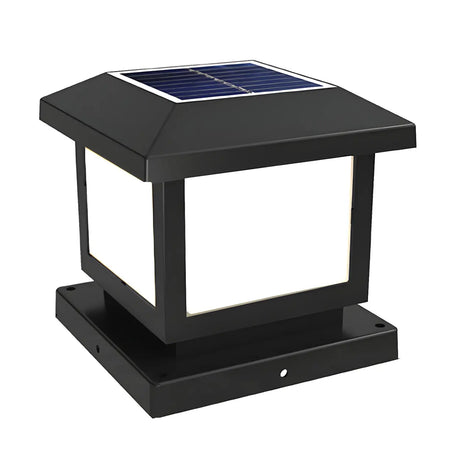 Black Solar Cube Metal Outdoor Waterproof Column Light Image - 6